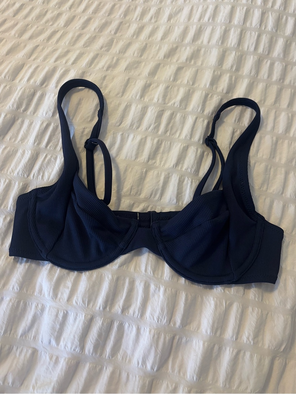 NWOT Navy Ribbed Underwire Bikini Top